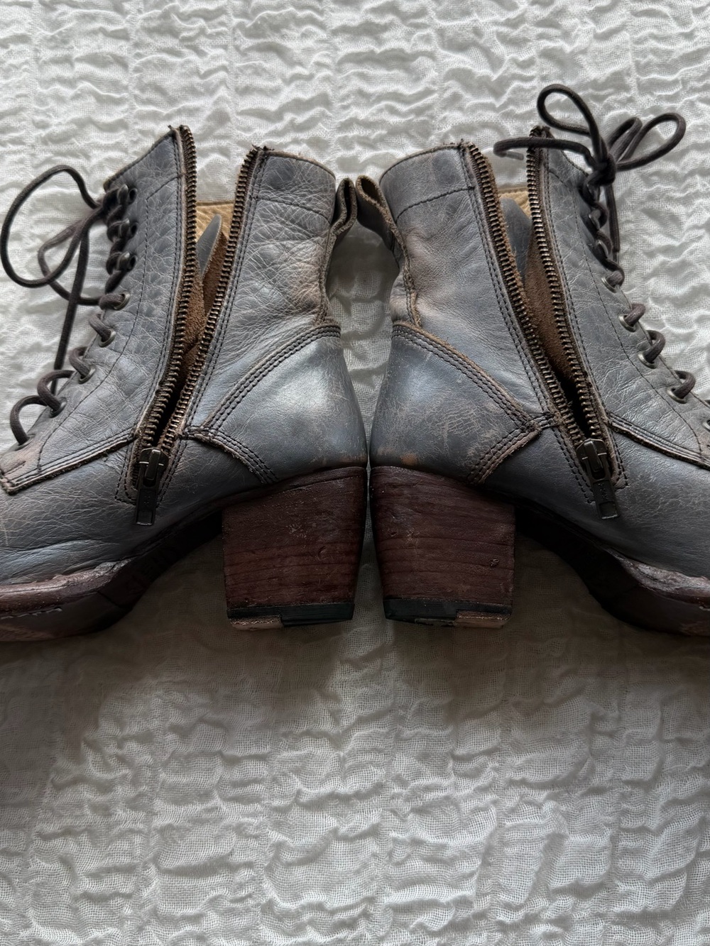 Bed Stu Judgement Lace Up Heeled Boots Grey Size 6.5 - Picture 12 of 13
